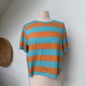 KULE Blue & Orange Striped Tee